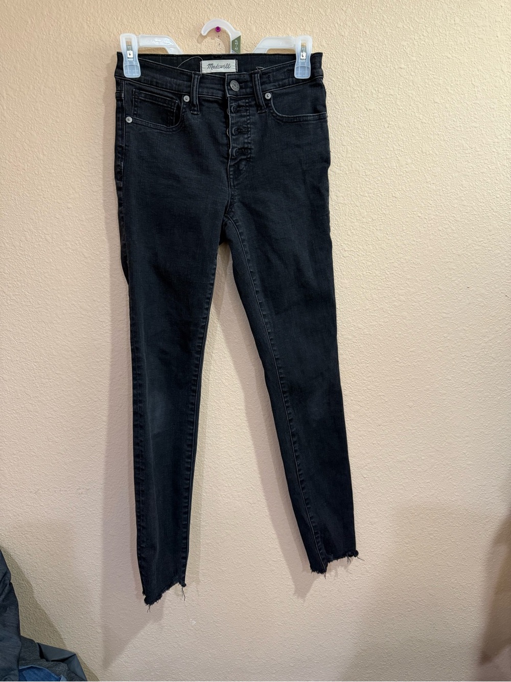 Madewell Black High-Rise Skinny Jeans with Raw Hem